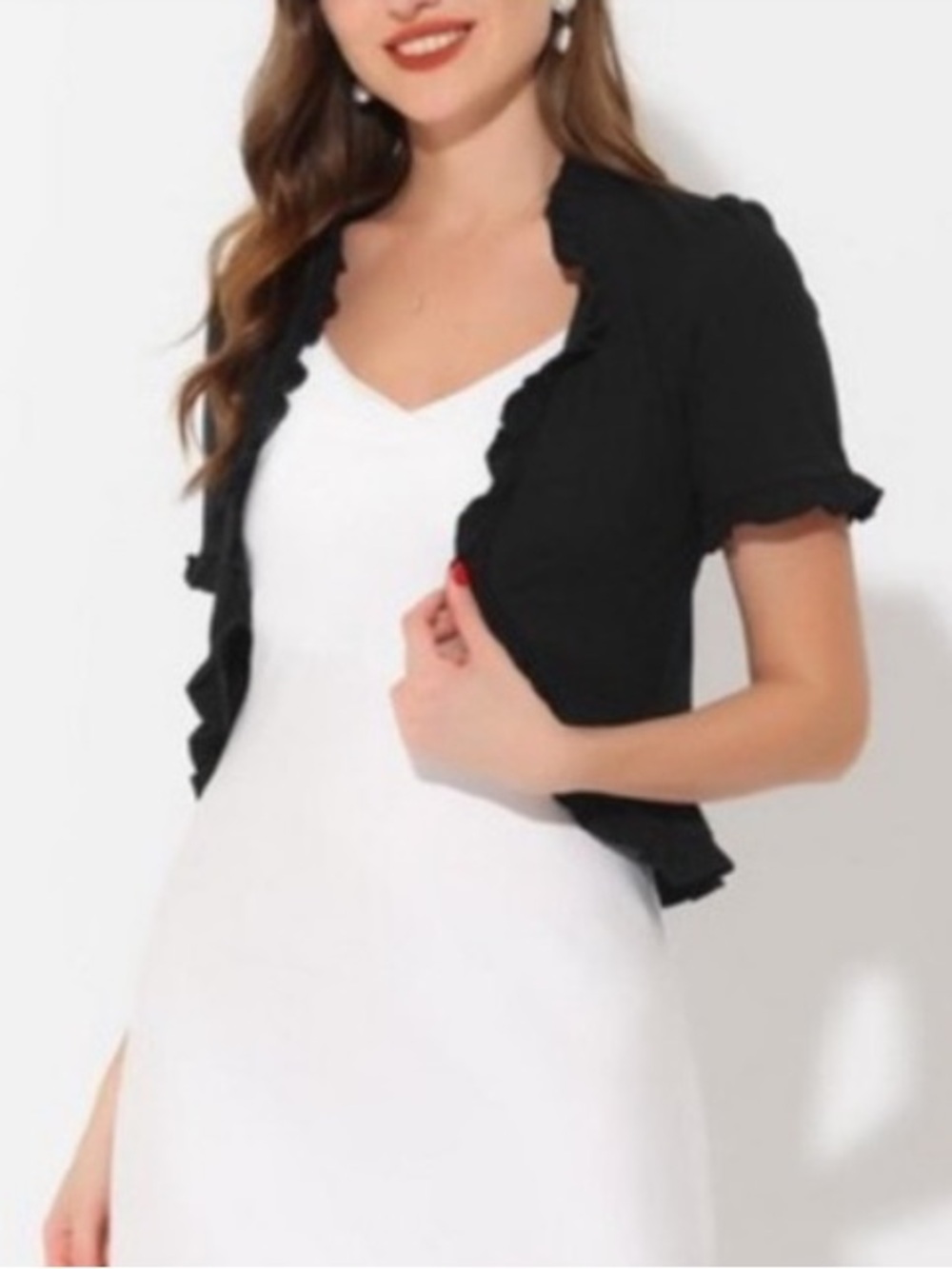 Grace Karin Black Crop Cardigan